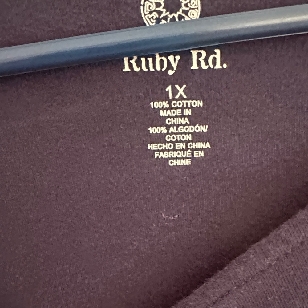 Ruby Rd. Deep Blue Short Sleeve Top - Picture 3 of 3